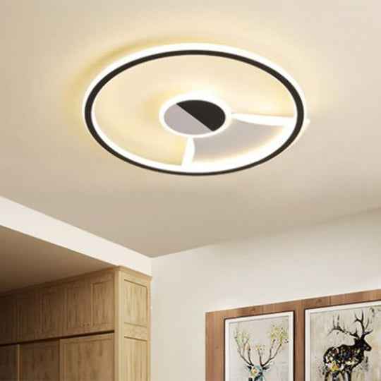 Simple Style Led Acrylic Flush Ceiling Light – Black/White 16’/19.5’/23.5’ Dia Lamp For