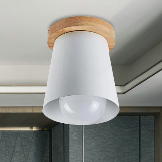 Contemporary Conical Ceiling Light Gray/White/Green - Metal Flush Mount For Bedroom