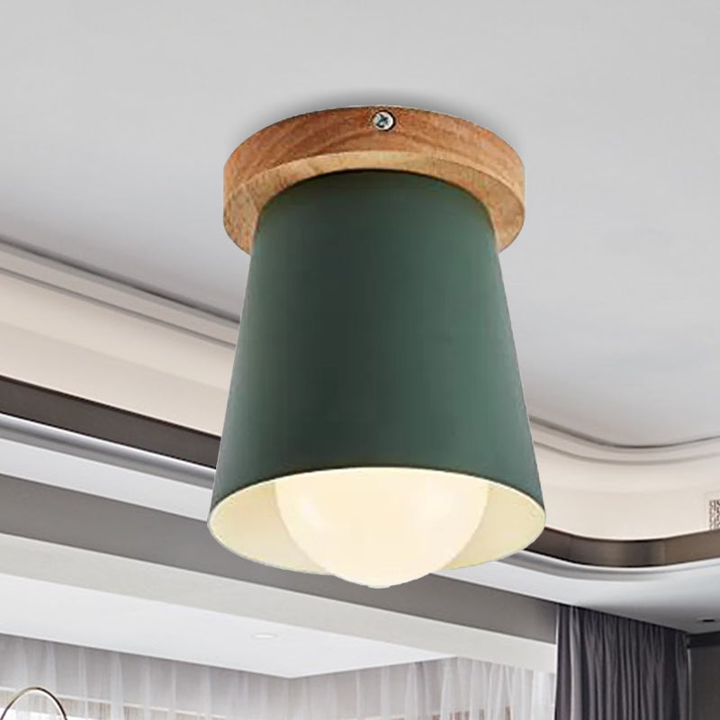 Contemporary Conical Ceiling Light Gray/White/Green - Metal Flush Mount For Bedroom