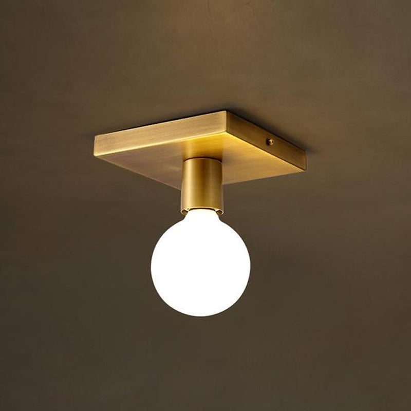 Golden Flush Mount Ceiling Lamp With Frosted Glass & Backplate Design