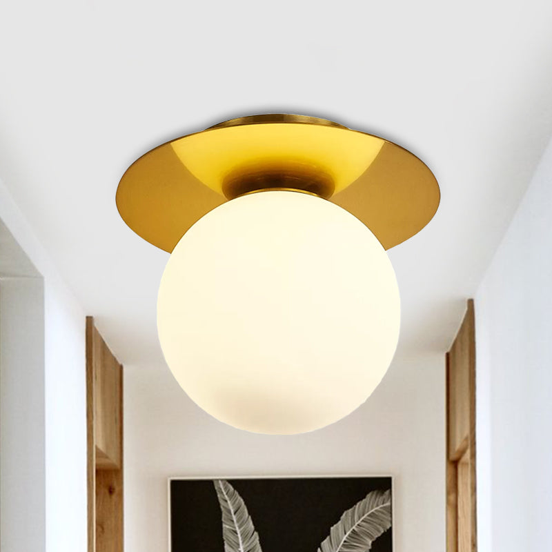 Modern Glass Orbit Ceiling Light Kitchen Flushmount Lamp - Clear/Light - Brown/Cream Single