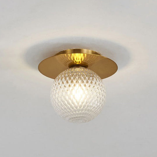 Modern Glass Orbit Ceiling Light Kitchen Flushmount Lamp - Clear/Light-Brown/Cream Single