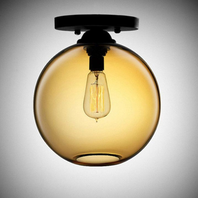 Contemporary Glass Orbit Ceiling Light Fixture - Red/Sky Blue/Amber/Dark Smoke/Coffee 1 Head Indoor