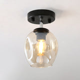Modern Black/Gold Carafe Semi Flush Light - 1 Clear/Amber/Smoke Gray Glass Shade