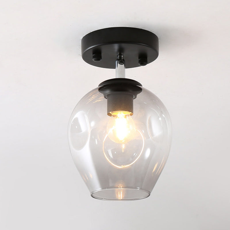 Modern Black/Gold Carafe Semi Flush Light - 1 Clear/Amber/Smoke Gray Glass Shade