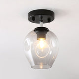 Modern Black/Gold Carafe Semi Flush Light - 1 Clear/Amber/Smoke Gray Glass Shade
