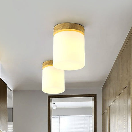Frosted Glass Geometric Flush Mount Light - Nordic Style Ceiling Fixture For Corridor In White