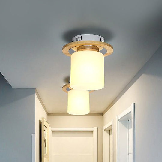 Frosted Glass Geometric Flush Mount Light - Nordic Style Ceiling Fixture For Corridor In White