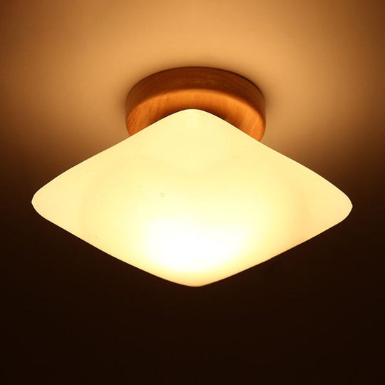 Frosted Glass Semi-Circle/Square Flush Ceiling Light - Modern 1-Light Mount For Corridor