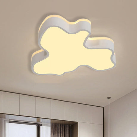 Abstract Flush Light - 16/19.5/23.5 Width Black/White Shade Led Contemporary Mount In Warm/White