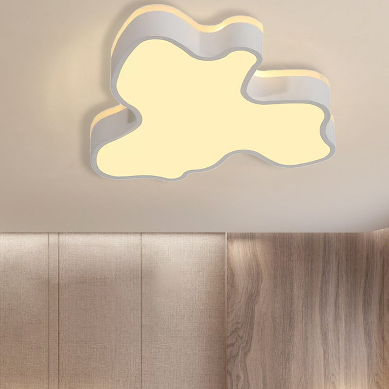 Abstract Flush Light - 16/19.5/23.5 Width Black/White Shade Led Contemporary Mount In Warm/White