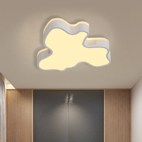 Abstract Flush Light - 16/19.5/23.5 Width Black/White Shade Led Contemporary Mount In Warm/White