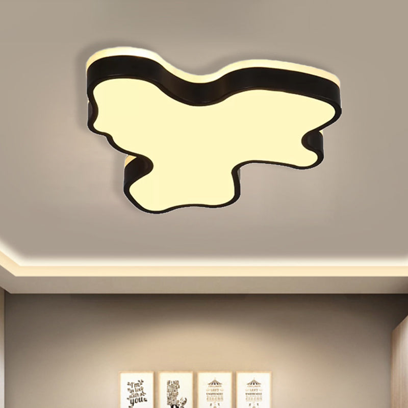 Abstract Flush Light - 16/19.5/23.5 Width Black/White Shade Led Contemporary Mount In Warm/White