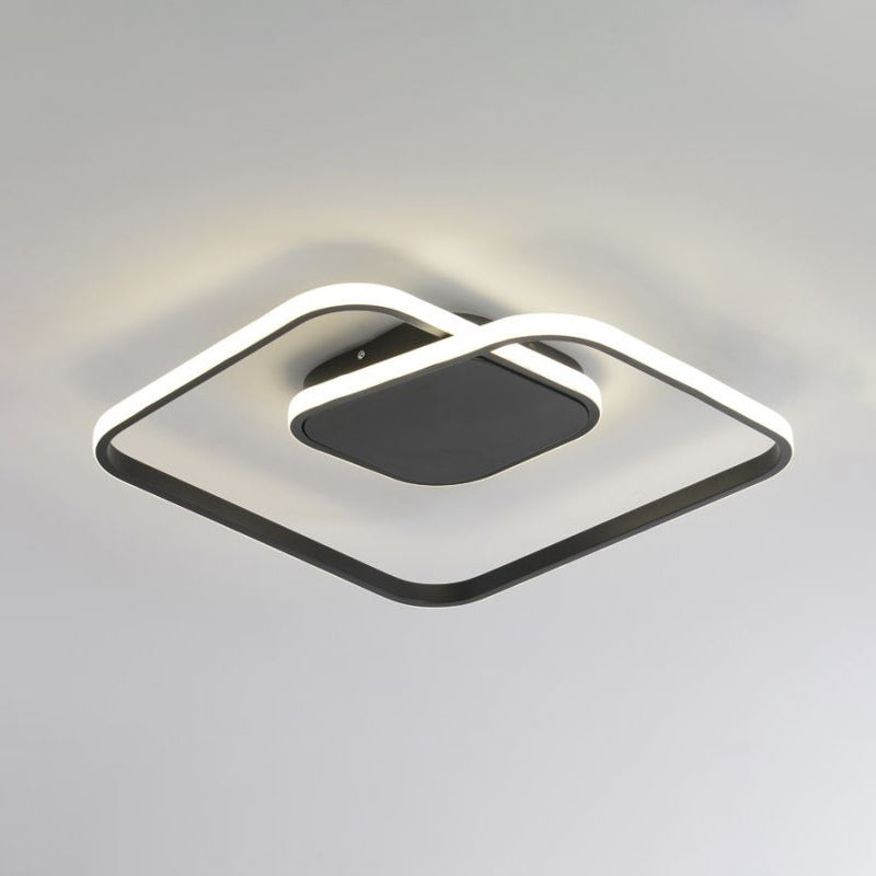 Modern Led Square Flush Ceiling Light In White/Black/Gold For Bedroom Acrylic Design Warm/White