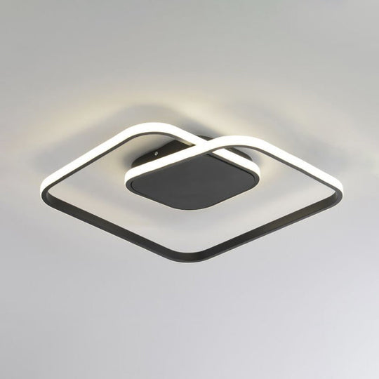 Modern Led Square Flush Ceiling Light In White/Black/Gold For Bedroom Acrylic Design Warm/White