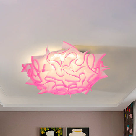 Contemporary Acrylic Flush Ceiling Lamp With Led Light Fixture - Blue/Brown/Orange