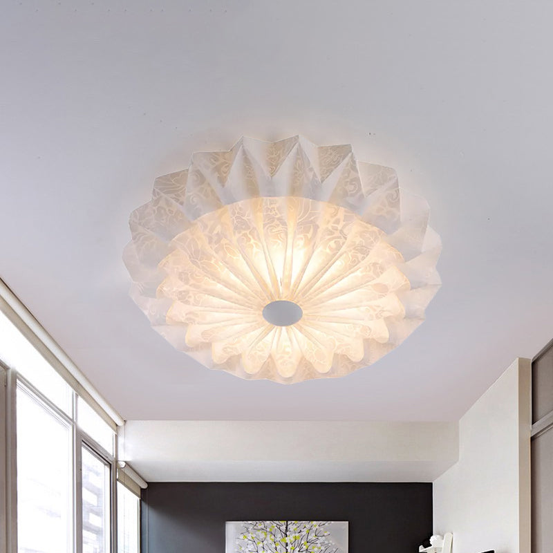 Modern White Acrylic Flush Mount Led Light With Dome Shade - 21’/26’ Wide