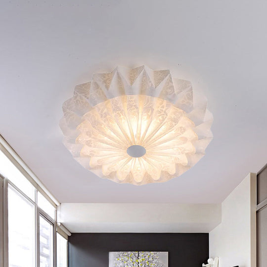 Modern White Acrylic Flush Mount Led Light With Dome Shade - 21’/26’ Wide