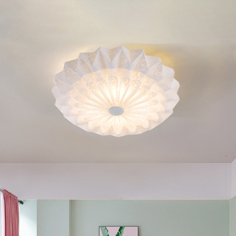 Modern White Acrylic Flush Mount Led Light With Dome Shade - 21’/26’ Wide