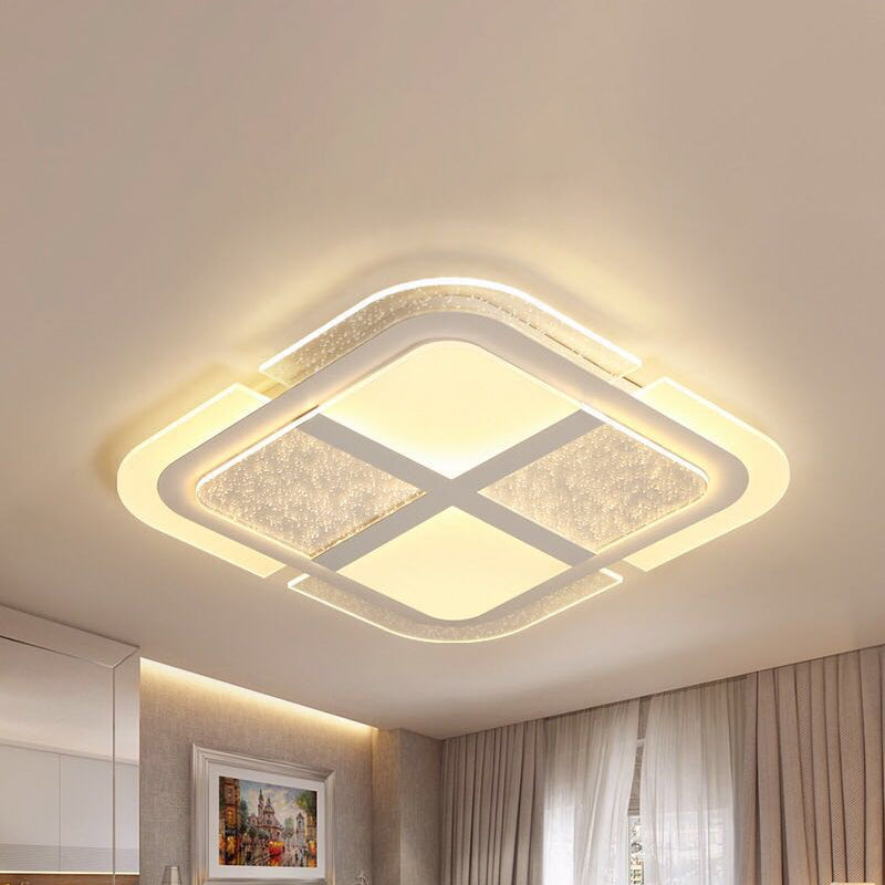 Square Led Ceiling Light With Mosaic Acrylic Design In Warm/White 16’ - 23.5’ Widths