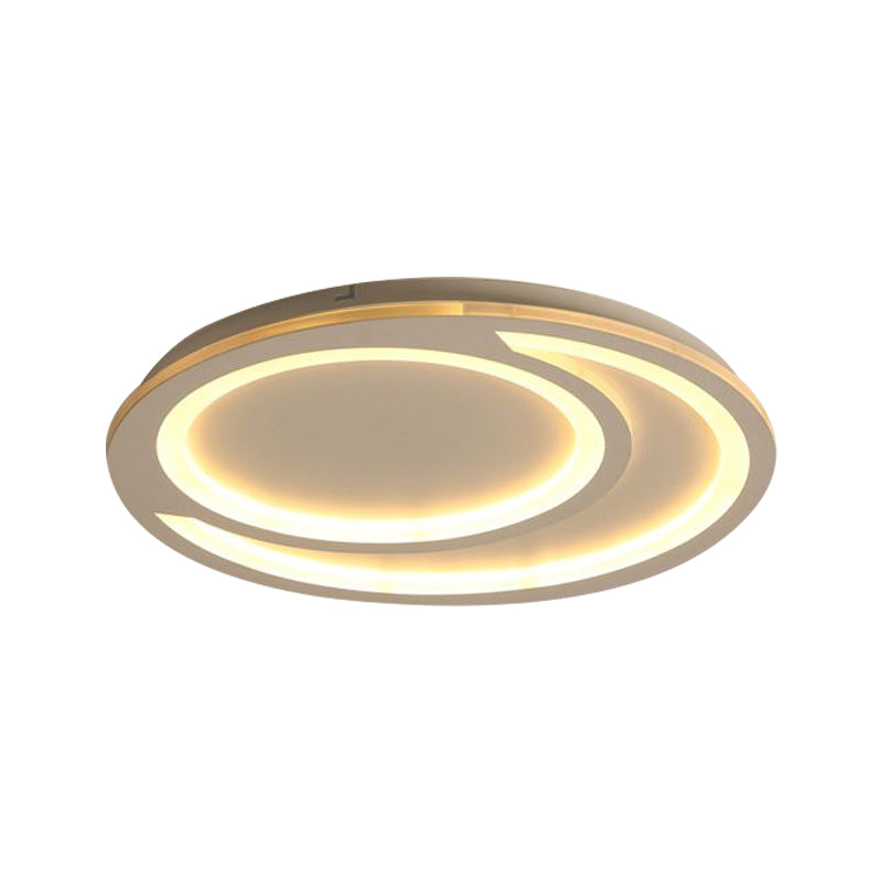 Modern White Ripple Flushmount Led Light Simple Metal Design 16/19.5/23.5 Wide