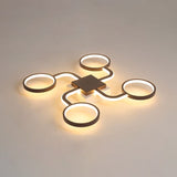 Sputnik Nordic Iron Ceiling Flush-Mount Light With Ring Shade - 4/6/8 Head Options Black