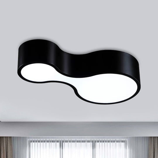 Modern Black/White Curved Flush Led Metal Ceiling Lamp With Frosted Diffuser