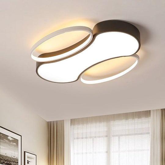 Modern Metal Black And White Led Flush Mount Ceiling Light - 19.5’/25.5’ Width
