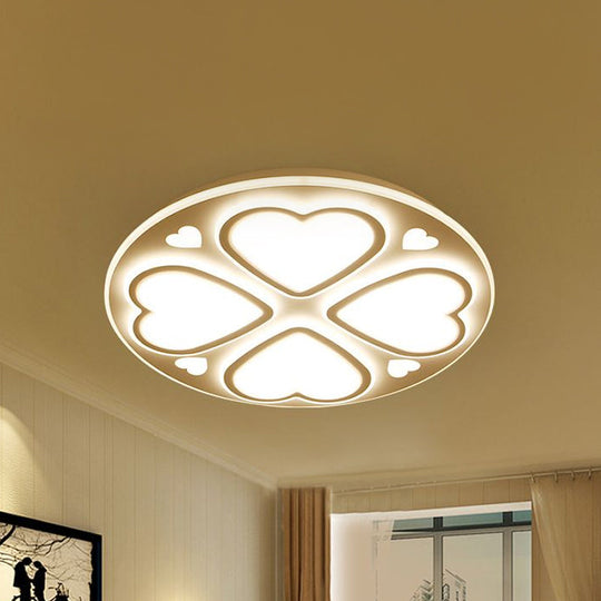 Contemporary Metal And Acrylic Clover Flush Mount Lighting - White Ceiling Lamp (16.5/20.5/24.5)