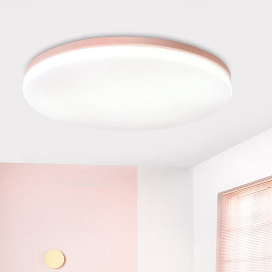 10’/15’/19’ W Macaron Metal Flush Ceiling Lamp In Green Pink White Or Yellow - Indoor Lighting