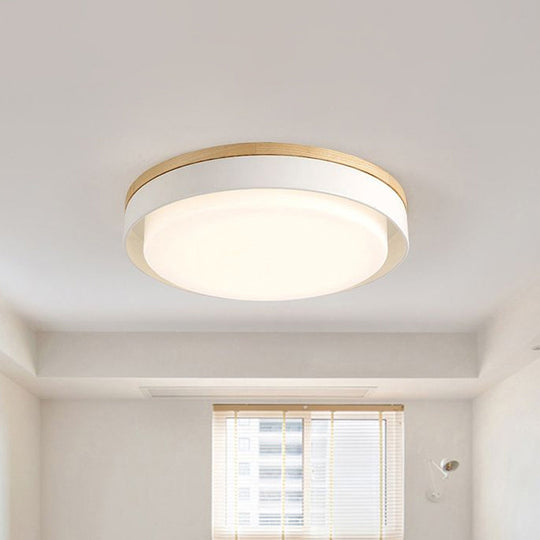 Nordic Macaron Metal Led Ceiling Flushmount - Blue/White/Yellow Acrylic Shade 12’/18.5’ Wide