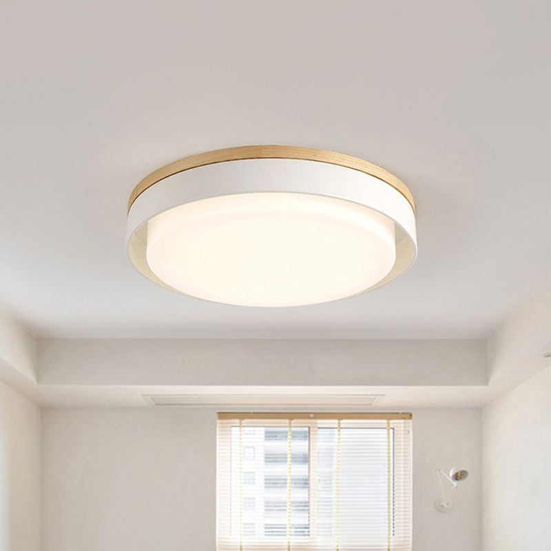 Nordic Macaron Metal Led Ceiling Flushmount - Blue/White/Yellow Acrylic Shade 12/18.5 Wide