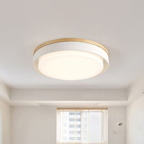 Nordic Macaron Metal Led Ceiling Flushmount - Blue/White/Yellow Acrylic Shade 12/18.5 Wide