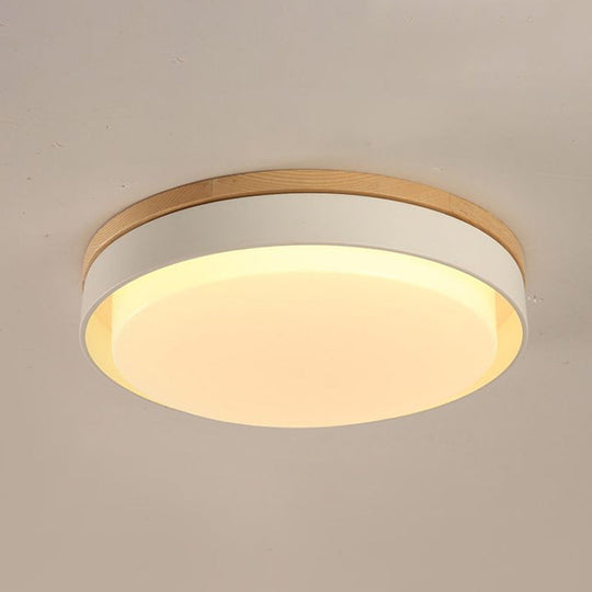 Nordic Macaron Metal Led Ceiling Flushmount - Blue/White/Yellow Acrylic Shade 12/18.5 Wide