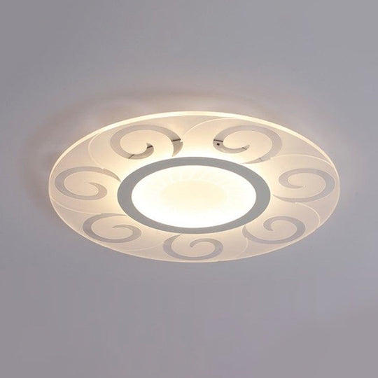 Modern Acrylic Led Flushmount Ceiling Light For Living Room - Ultra Thin Design In Multiple Widths