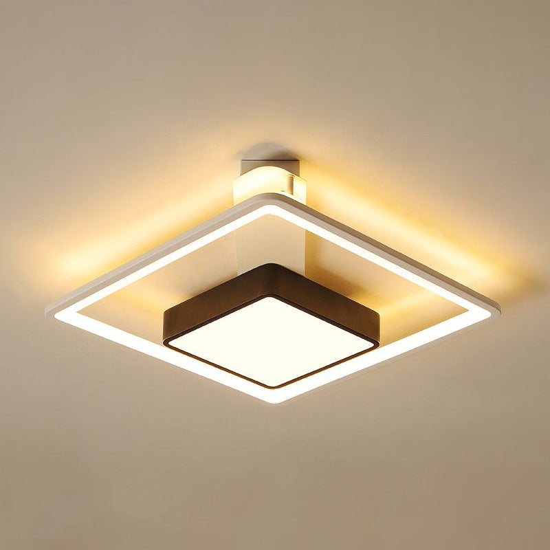 Modernism Square Led Flush Mount Ceiling Light In Black Warm/White 16’/19.5’ Wide