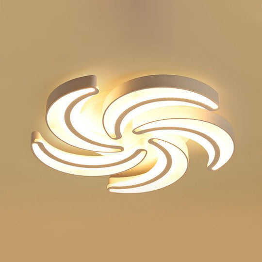 Modern Flower Flush Mount Led Ceiling Light In White For Hotels