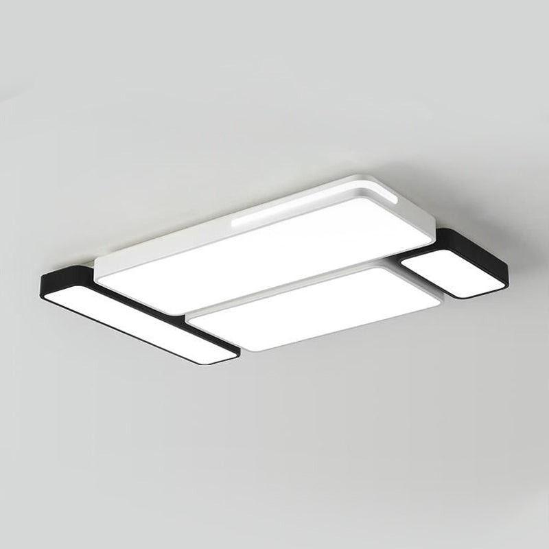 Sleek Rectangular Led Ceiling Light - Acrylic Slim Design In Black/White Ideal For Study Room