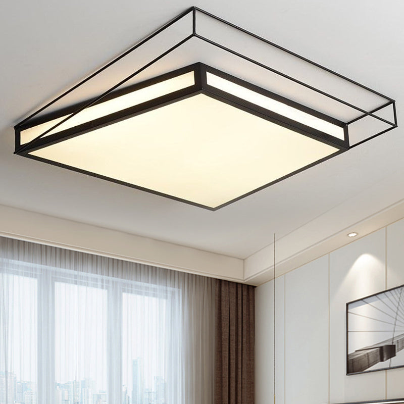 Modern Led Flush Mount Ceiling Light With Hexagon/Square Design – Black/Grey Third Gear
