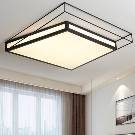 Modern Led Flush Mount Ceiling Light With Hexagon/Square Design – Black/Grey Third Gear