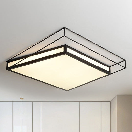 Modern Led Flush Mount Ceiling Light With Hexagon/Square Design – Black/Grey Third Gear