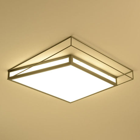 Modern Led Flush Mount Ceiling Light With Hexagon/Square Design Black/Grey Third Gear