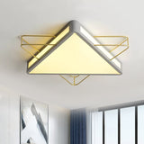 Nordic Metal Black/Grey Flush Mount Light With Acrylic Diffuser Star/Triangle Design
