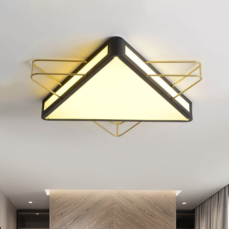Nordic Metal Black/Grey Flush Mount Light With Acrylic Diffuser Star/Triangle Design