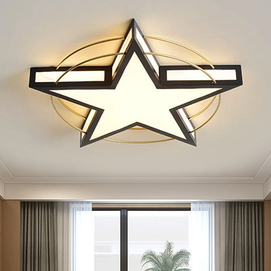 Nordic Metal Black/Grey Flush Mount Light With Acrylic Diffuser Star/Triangle Design