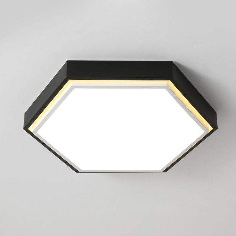 Nordic Hexagon Flushmount Metal Led Ceiling Light - Black/Green/Grey/White 16’/19.5’ Wide