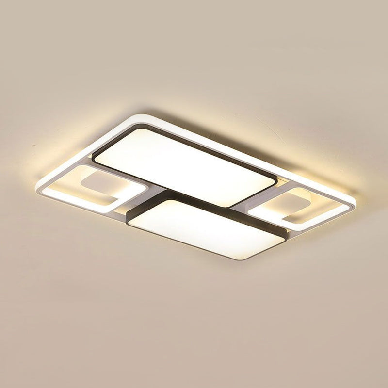 Contemporary Led Flush Mount Ceiling Light In Black/White 19.5’/45’ Wide