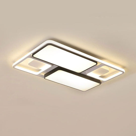 Contemporary Led Flush Mount Ceiling Light In Black/White 19.5/45 Wide