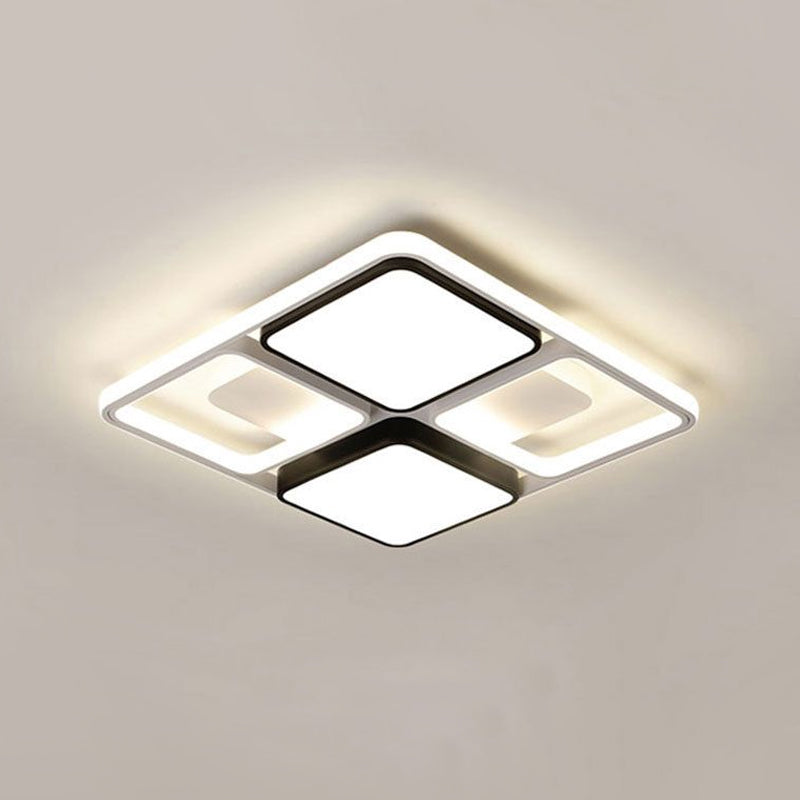 Contemporary Led Flush Mount Ceiling Light In Black/White 19.5’/45’ Wide