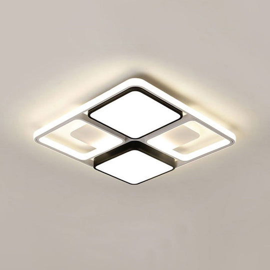 Contemporary Led Flush Mount Ceiling Light In Black/White 19.5/45 Wide